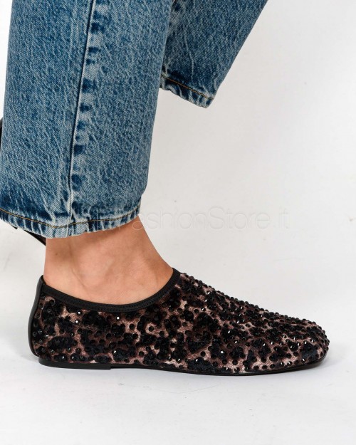 Black Leopard Mesh Ballerina Strategia with Rhinestones  R20 AFRICA BLACK