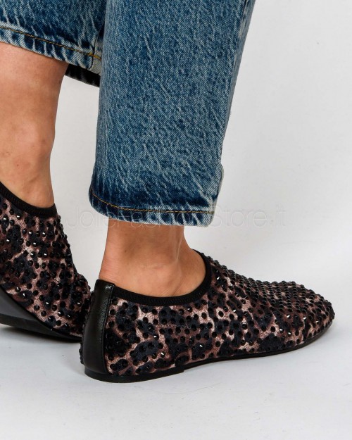 Black Leopard Mesh Ballerina Strategia with Rhinestones  R20 AFRICA BLACK
