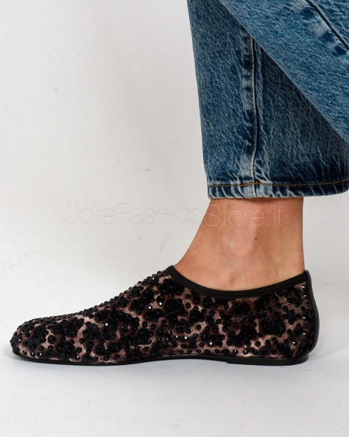 Black Leopard Mesh Ballerina Strategia with Rhinestones  R20 AFRICA BLACK