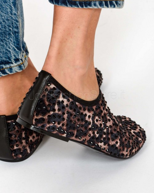 Black Leopard Mesh Ballerina Strategia with Rhinestones  R20 AFRICA BLACK