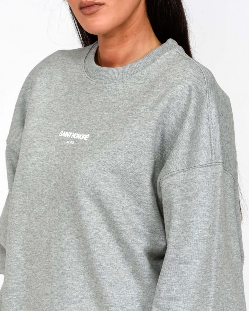 Elitè Felpa Over Girocollo Grigio “Saint Honorè”  899 LOGO WHT GRY