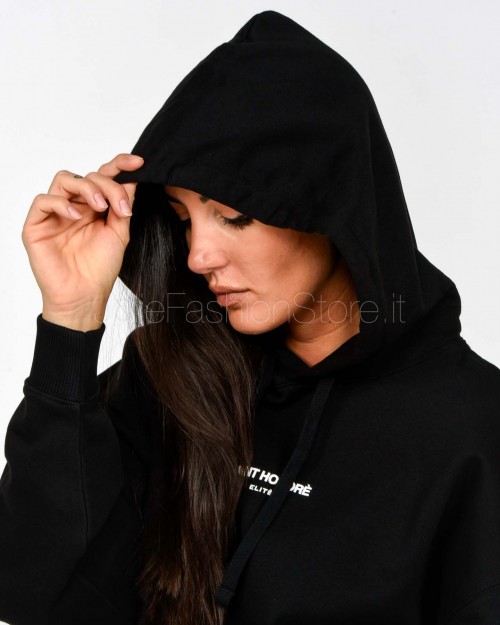 Elitè Felpa Over Con Cappuccio Nero “Saint Honorè”  899 LOGO WHT BLK