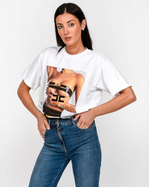 Elisabetta Franchi T-Shirt Con Stampa Bianco