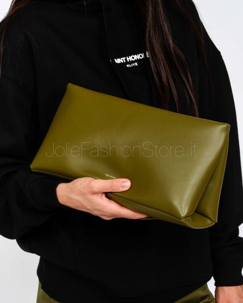 Mouliebre LIMITED EDITION Pochette Vitello Bettolato Verde Militare Modello Carlotta  CARLOTTA012 LE