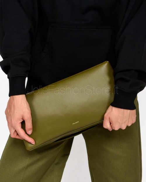 Mouliebre LIMITED EDITION Pochette Vitello Bettolato Verde Militare Modello Carlotta  CARLOTTA012 LE