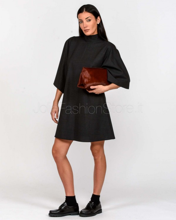 Solo Tre 3/4 Sleeve Dress Grey  M1F0156 FU 96S ASFALTO