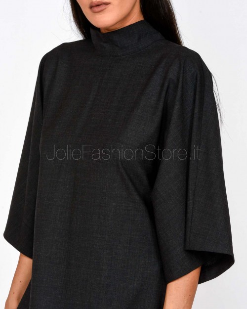 Solo Tre 3/4 Sleeve Dress Grey  M1F0156 FU 96S ASFALTO