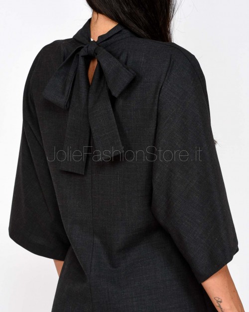 Solo Tre 3/4 Sleeve Dress Grey  M1F0156 FU 96S ASFALTO