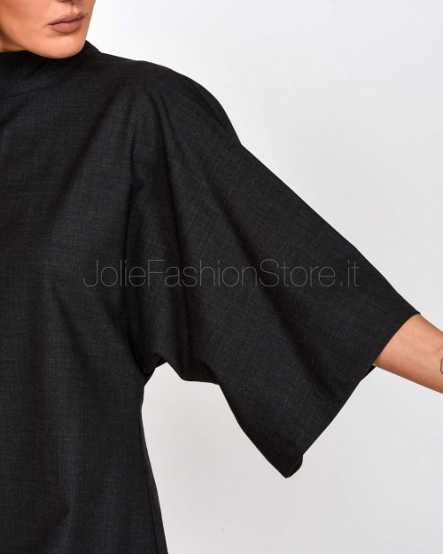 Solo Tre 3/4 Sleeve Dress Grey  M1F0156 FU 96S ASFALTO