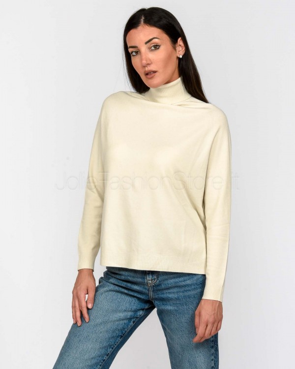 Solo Tre Maglia Collo Alto Panna  M3F0108 FU 03S PANNA