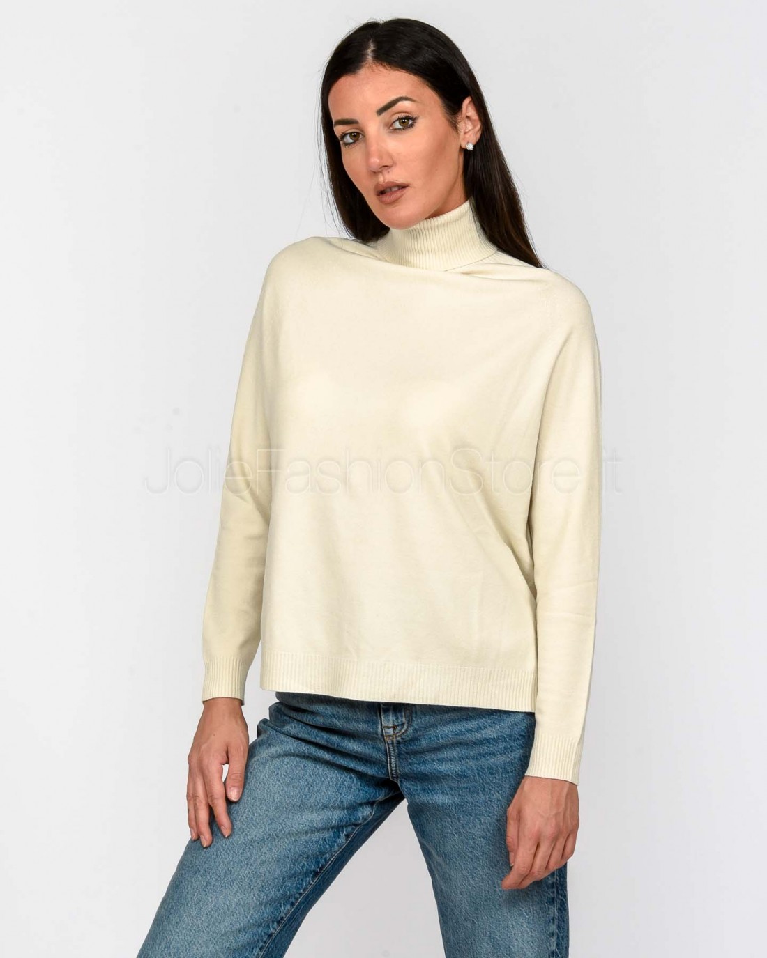 Solo Tre Maglia Collo Alto Panna