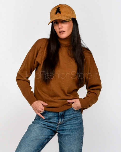 Solo Tre Maglia Collo Alto In Lana Marrone