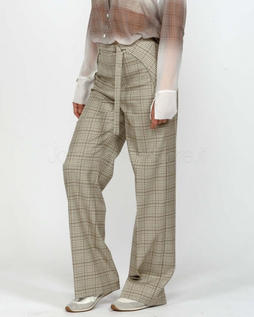 Patrizia Pepe Pantaloni Fluidi Stone Beige Check