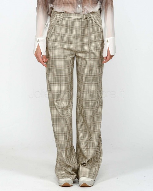 Patrizia Pepe Pantaloni Fluidi Stone Beige Check  8P0741 A621B FG11