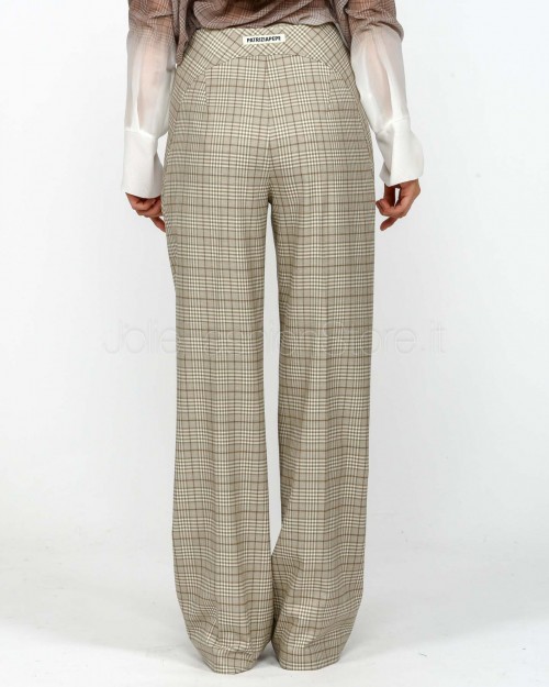 Patrizia Pepe Pantaloni Fluidi Stone Beige Check  8P0741 A621B FG11