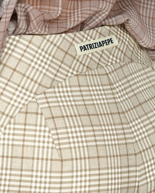 Patrizia Pepe Pantaloni Fluidi Stone Beige Check  8P0741 A621B FG11