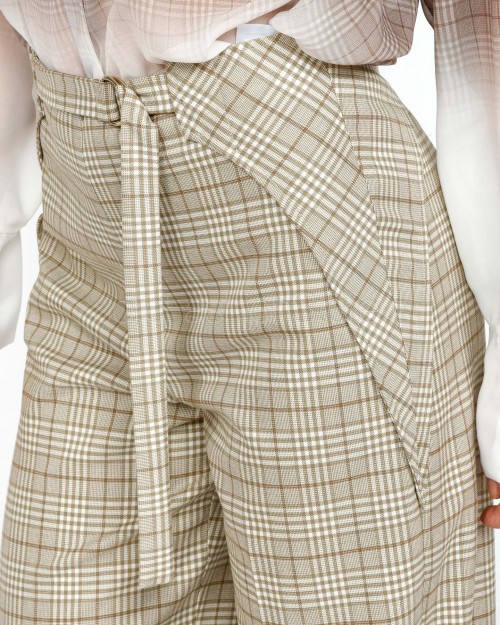 Patrizia Pepe Pantaloni Fluidi Stone Beige Check  8P0741 A621B FG11