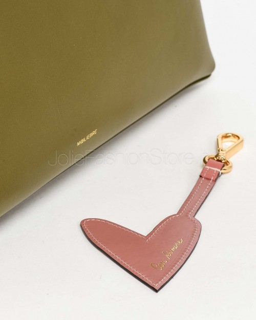 Mouliebre LIMITED EDITION Pochette Vitello Bettolato Verde Militare Modello Carlotta  CARLOTTA012 LE