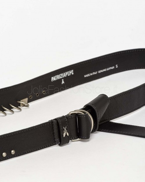 Patrizia Pepe Cintura in Pelle Con Piercing Nero  8W0067 L162 K103