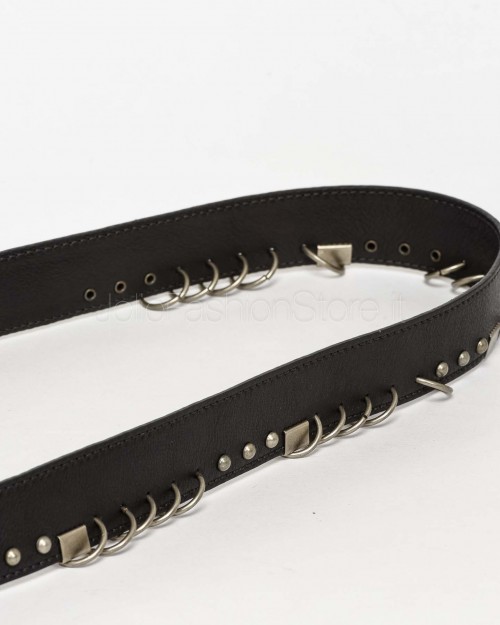 Patrizia Pepe Cintura in Pelle Con Piercing Nero  8W0067 L162 K103