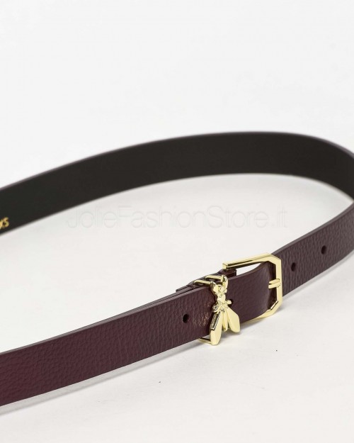 Patrizia Pepe Cintura Vita Bassa in Pelle Martellata Purple Red  8W0045 L001 M536