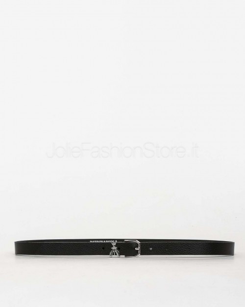 Patrizia Pepe Cintura Vita Bassa in Pelle Martellata Nero/Silver