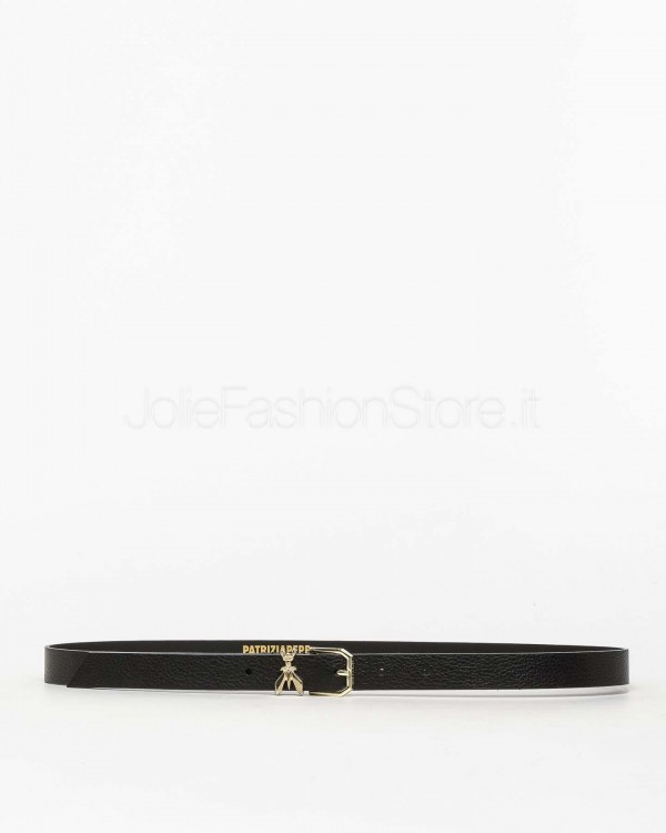 Patrizia Pepe Cintura Vita Bassa in Pelle Martellata Black/Light Gold  8W0045 L001 K118