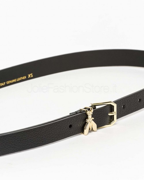 Patrizia Pepe Cintura Vita Bassa in Pelle Martellata Black/Light Gold  8W0045 L001 K118