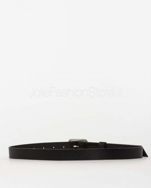 Patrizia Pepe Cintura Vita Bassa in Pelle Martellata Nero/Silver  CW6408 L001 FB30