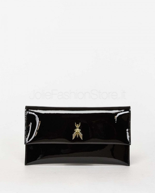 Patrizia Pepe Pochette in Pelle Verniciata con Catena Glossy Black  2B5460 L125 K182