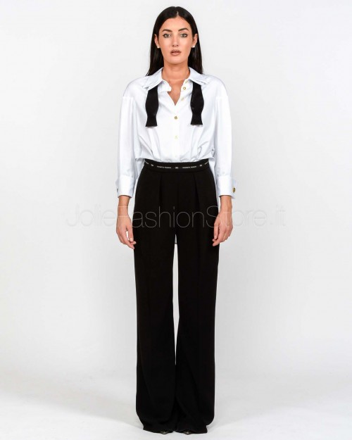 Elisabetta Franchi Tuta in Popeline e Crêpe LeggeroBianco/Nero  TU05656E2 221