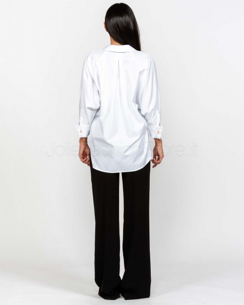 Elisabetta Franchi Tuta in Popeline e Crêpe LeggeroBianco/Nero  TU05656E2 221