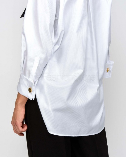 Elisabetta Franchi Tuta in Popeline e Crêpe LeggeroBianco/Nero  TU05656E2 221