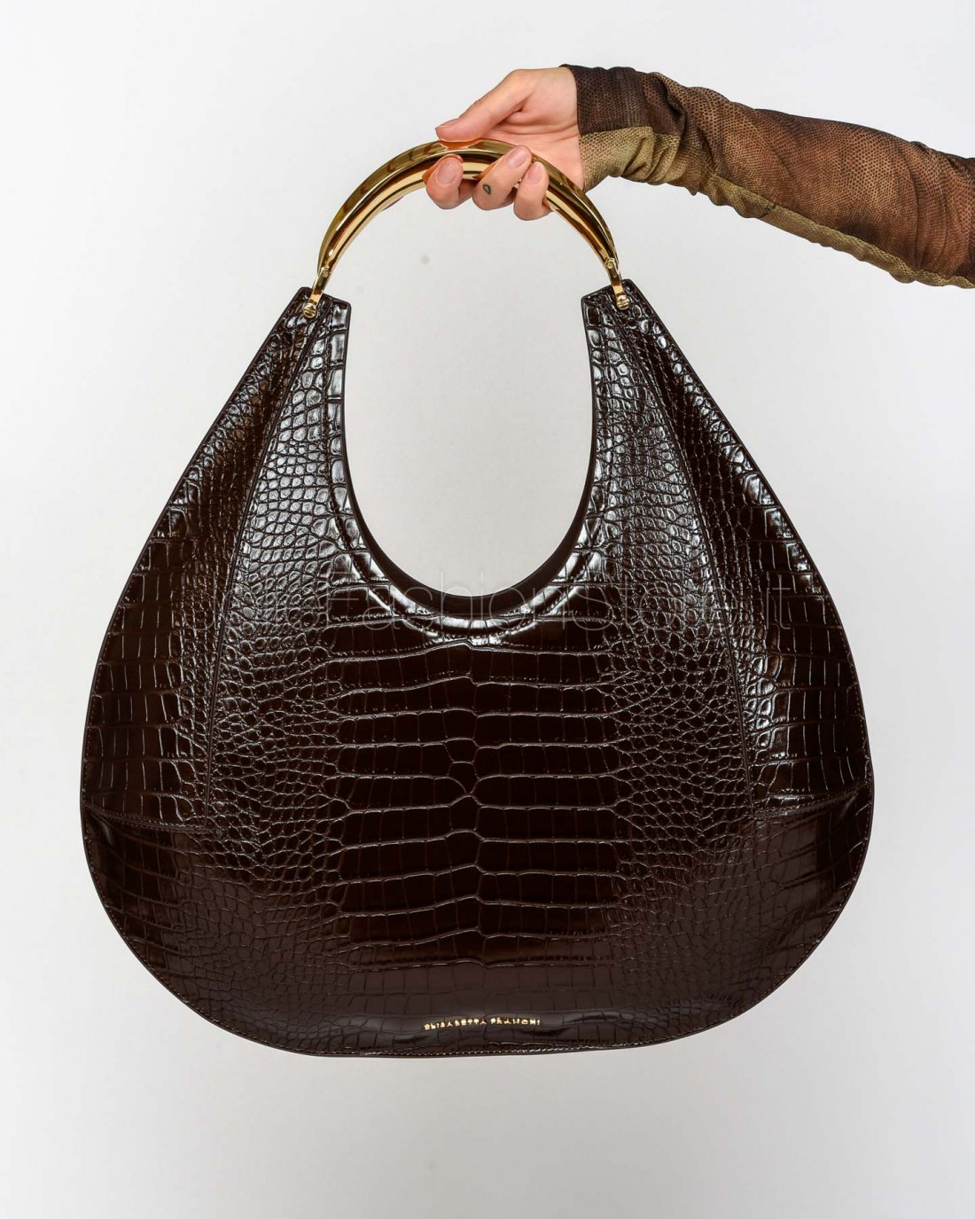 Elisabetta Franchi Borsa Hobo Grande con Manico Gioiello Coffee  BS27A56E2 EA3