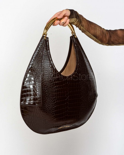 Elisabetta Franchi Borsa Hobo Grande con Manico Gioiello Coffee  BS27A56E2 EA3