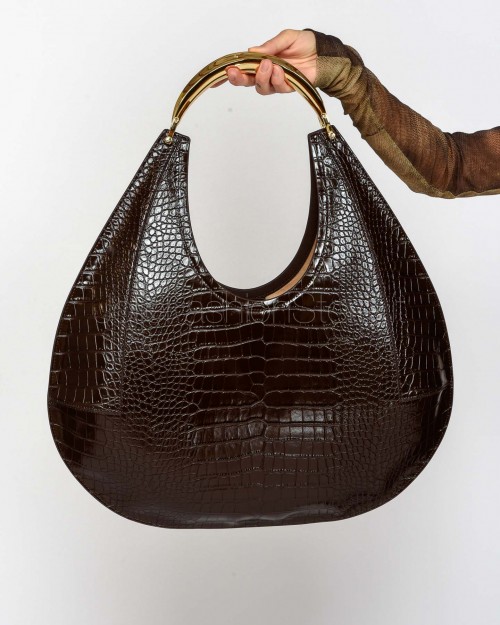 Elisabetta Franchi Borsa Hobo Grande con Manico Gioiello Coffee  BS27A56E2 EA3