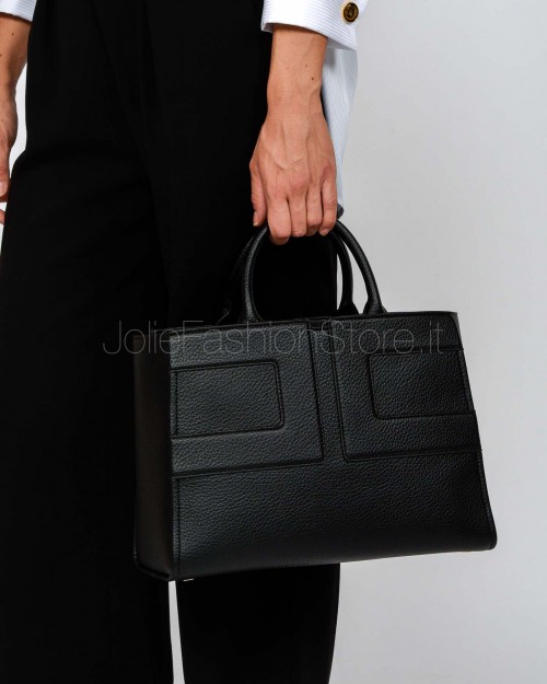 Elisabetta Franchi Borsa Tote Con Logo in Rilievo Nero  BS34A56E2 110