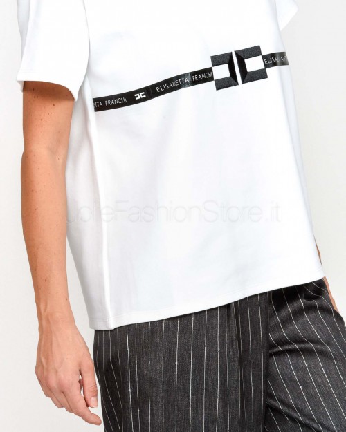 Elisabetta Franchi T-shirt in Jersey di Cotone Pesante Con Logo  MA02256E2 270