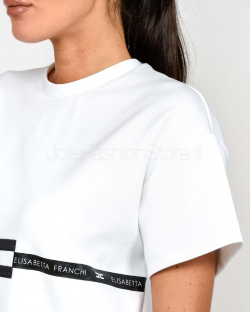 Elisabetta Franchi T-shirt in Jersey di Cotone Pesante Con Logo  MA02256E2 270