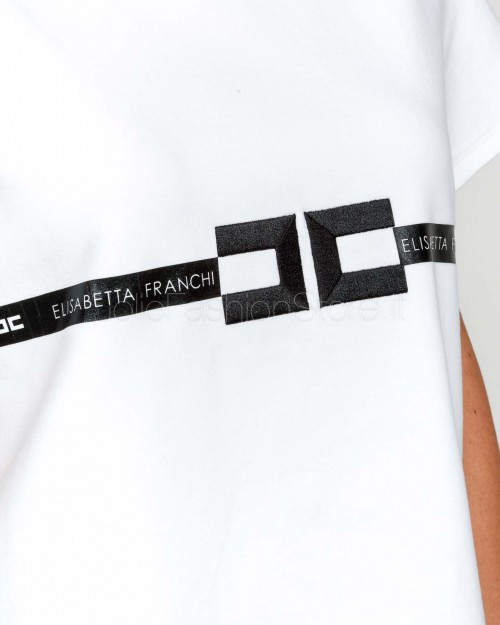 Elisabetta Franchi T-shirt in Jersey di Cotone Pesante Con Logo  MA02256E2 270