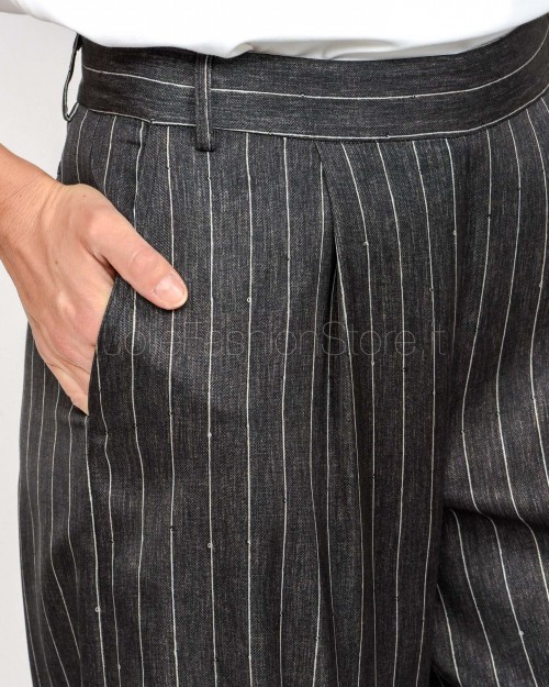 Ermanno Pantalone Modello Cargo Gessato in Raso Antracite  D47EP061EB3-EB3 MFA83