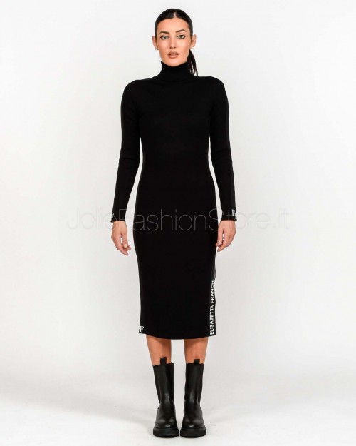 Elisabetta Franchi Abito Midi Con Bande Lucide Nero/Milk  AM03S56E2 EF3