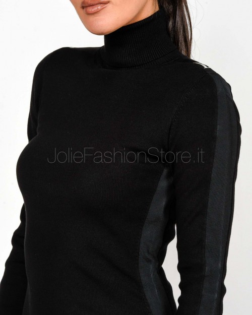 Elisabetta Franchi Abito Midi Con Bande Lucide Nero/Milk  AM03S56E2 EF3
