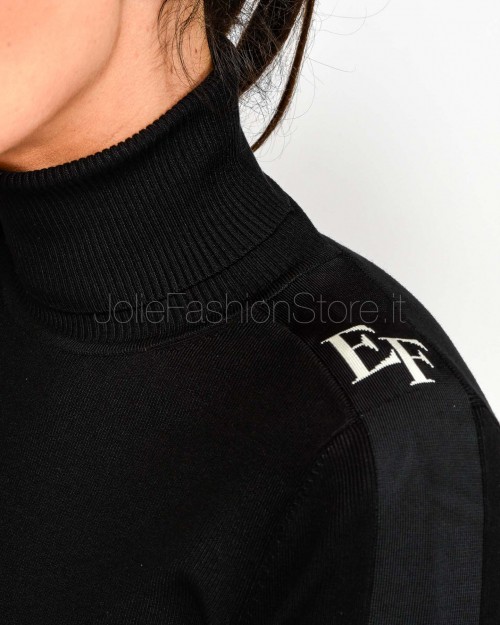 Elisabetta Franchi Abito Midi Con Bande Lucide Nero/Milk  AM03S56E2 EF3
