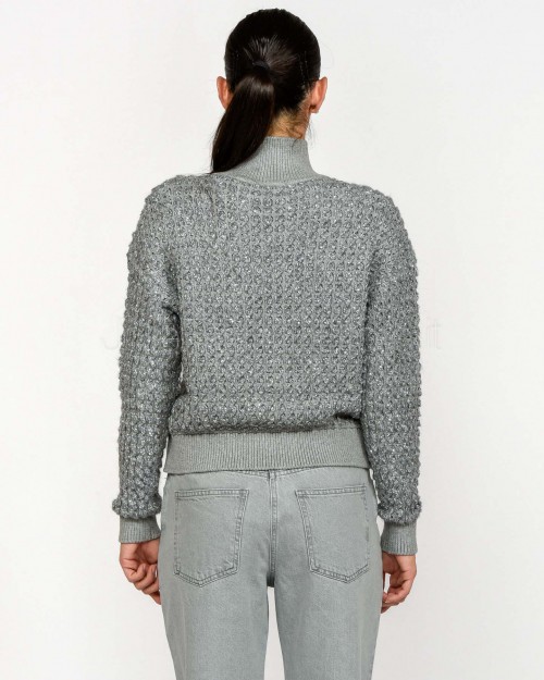 Elisabetta Franchi Maglia in Bouclé Con Paillettes Grigio Melange  MK20Q56E2 431