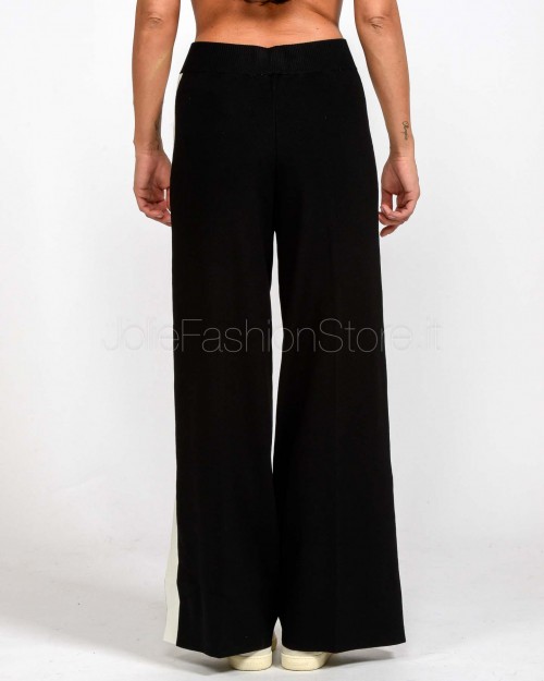 Elisabetta Franchi Pantalone Con Bande Lucide Nero/Milk  KP69S56E2 EF3
