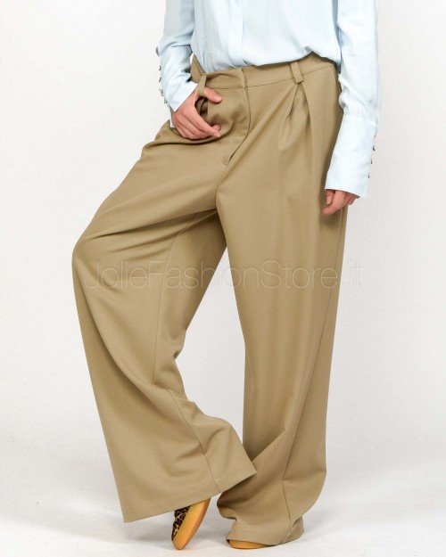 Patrizia Pepe Pantaloni Oversize in Gabardina Stone Beige  8P0726 A623 B833