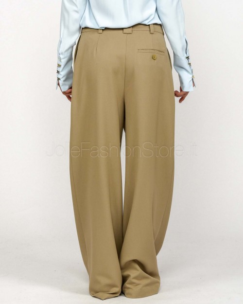 Patrizia Pepe Pantaloni Oversize in Gabardina Stone Beige  8P0726 A623 B833