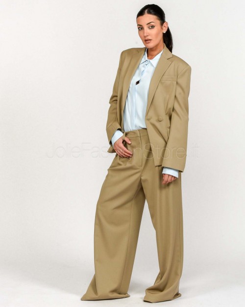Patrizia Pepe Pantaloni Oversize in Gabardina Stone Beige