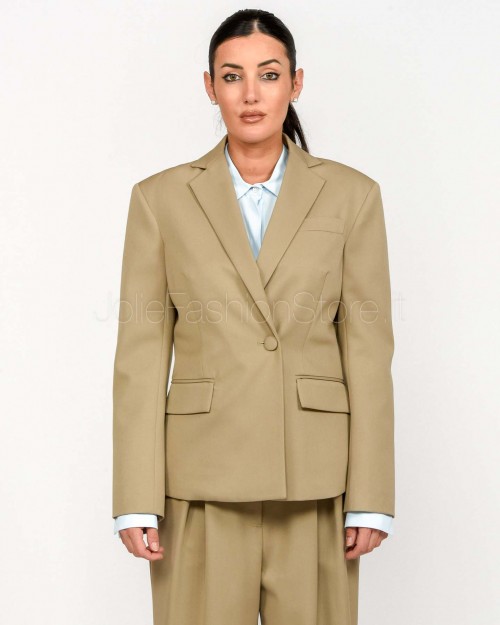 Patrizia Pepe Giacca Asimmetrica in Gabardina Stone Beige  8S0541 A623 B833